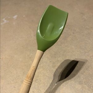 Le Creuset Olive Green Silicone Spoon/Spatula with Wooden Handle